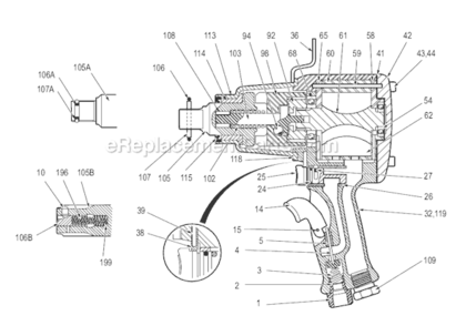 Page A Diagram and Parts List for CP6060 T024060 Chicago Pneumatic Wrench